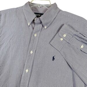 Ralph Lauren Yarmouth XL Purple Gingham Check Button Down‎ Long Sleeve Shirt